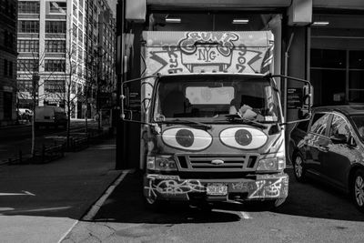 Truck decorated in graffiti