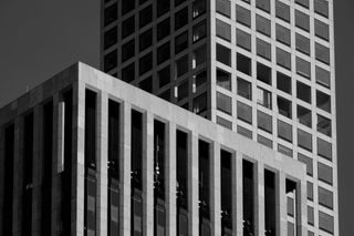 Close-up of modernist concrete building